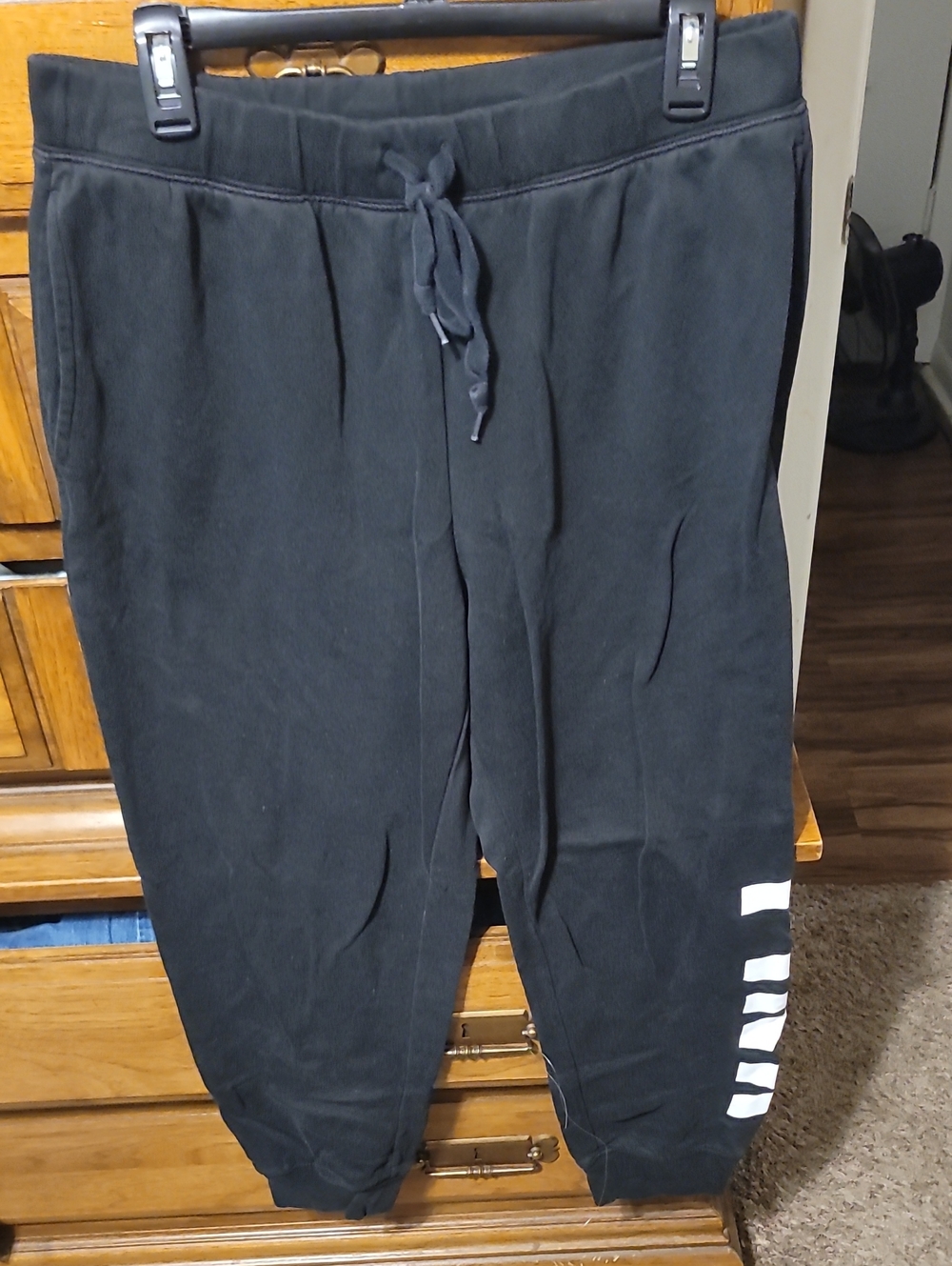 PINK Victoria's Secret Black Sweatpants with White Tag Detail